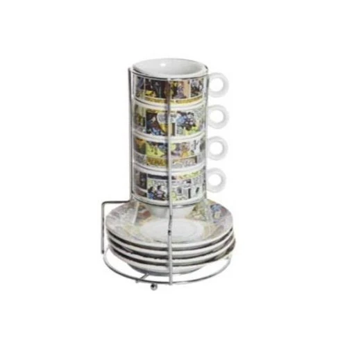 SET PORCELANA URBAN 8PCS XICARA CAFÉ SUPERMAN