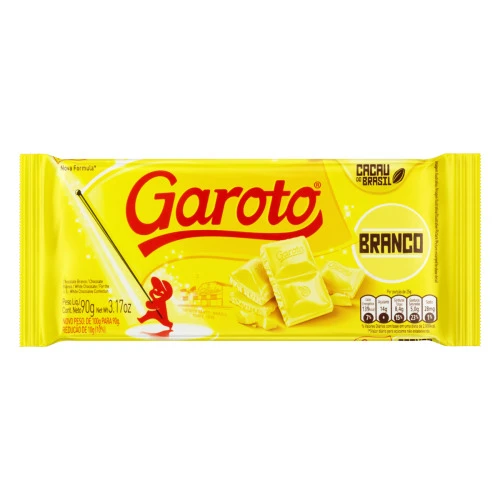 CHOCOLATE BRANCO GAROTO PACOTE 90G
