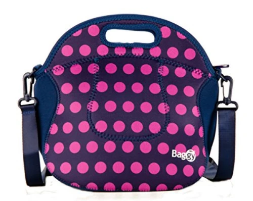 BAGGY SNACK NEOPRENE LUNCH BAG LUNCH TOTE PINK NAVY