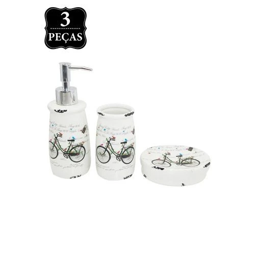 KIT 3PCS BANHEIRO URBAN JUST A BICYCLE BRANCO