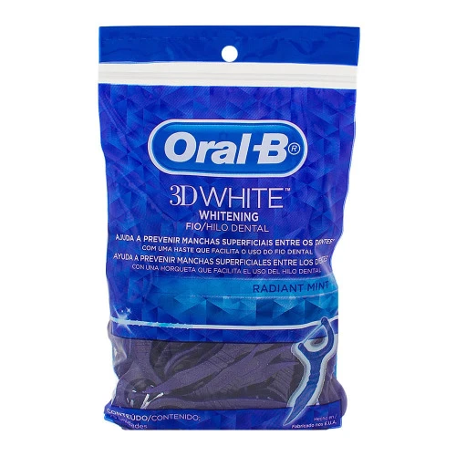 FIO DENTAL ORAL B 3D WHITE FLEXÍVEL COM HASTE 75 UNIDADES
