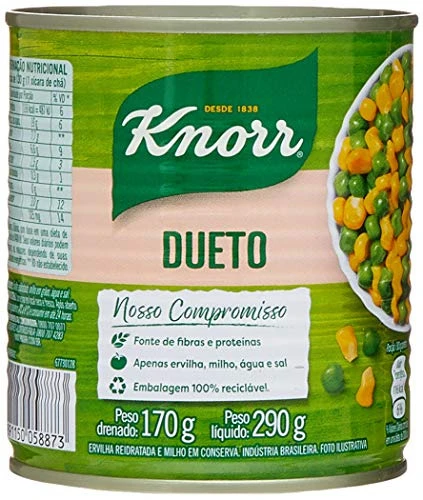 ERVILHA E MILHO VERDE EM CONSERVA DUETO KNORR LATA 170G