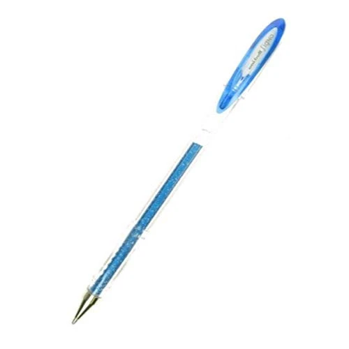 CANETA GEL COM GLITER AZUL UNIBALL