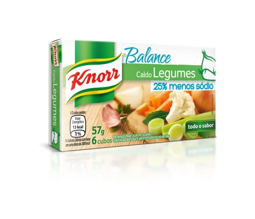 CALDO EM TABLETE LEGUMES KNORR BALANCE CAIXA 57G 6 UNIDADES