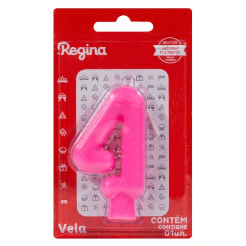VELA DE ANIVERSÁRIO FÁCSIA Nº 4 REGINA SOLID COLORS CARTELA