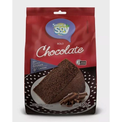 MISTURA PARA BOLO CHOCOLATE SEM LACTOSE SEM GLUTEN 12X300GR SUPRA SOY