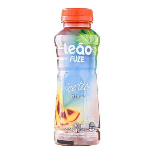 CHÁ PRETO ICE TEA PÊSSEGO LEÇÕ FUZE GARRAFA 300ML