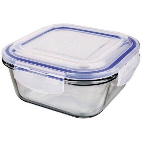 POTE DE VIDRO HERMETICO QUADRADO 800 ML AZUL