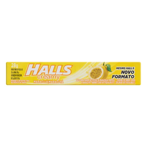 BALA MARACUJÁ HALLS CREAMY PACOTE 28G