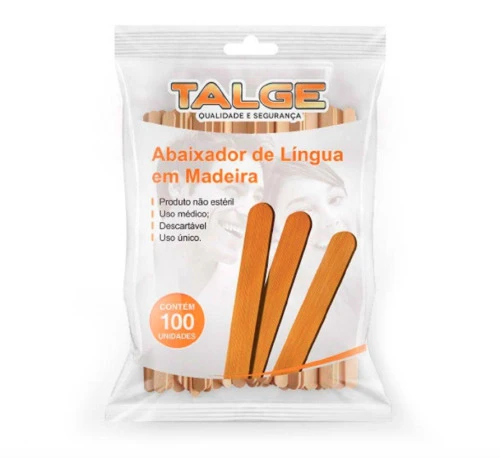 ABAIXADOR DE LINGUA PACOTE COM 100 UNIDADES TALGE