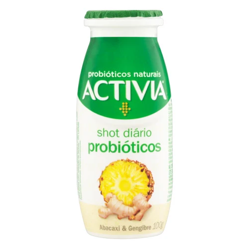 LEITE FERMENTADO PARCIALMENTE DESNATADO ABACAXI GENGIBRE ZERO LACTOSE ACTIVIA SHOT DIÁRIO FRASCO 100