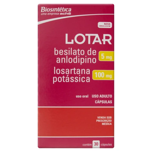 LOTAR BESILATO DE ANLODIPINO 5MG LOSARTANA POTSICA 100MG ACHÊCAIXA 30 CÁPSULAS