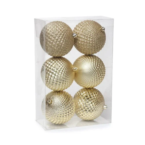 JG COM 6 BOLAS NATAL CROMUS 10CM OURO 2018