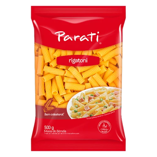 MACARRÃO DE SÊMOLA RIGATONI PARATI PACOTE 500G