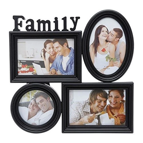 PORTA RETRATO FAMILY PRETO 10X15CM PARA 4 FOTOS ROJEMAC