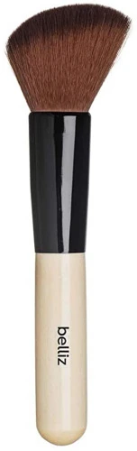 PINCEL MARFIM BLUSH CHANFRADO BELLIZ PRETO BEGE MARROM