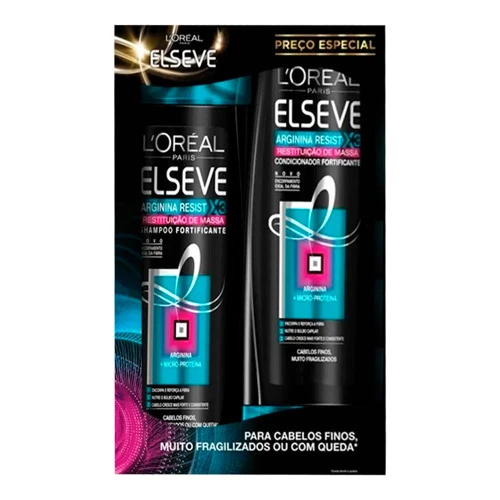 KIT SHAMPOO  CONDICIONADOR ELSÉVE ARGININA X3 RESTITUIÇÃO DE MASSA 200ML