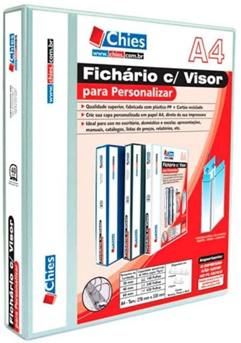 FICHÁRIO A4 CHIES 4 ARGOLA 27X32X30MM BRANCO 1891