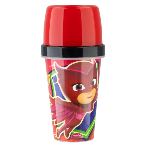 MINI SHAKEIRA INFANTIL PJ MASKS CORUJITA 320ML PLASÁTIL