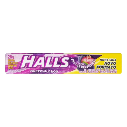 BALA FRUTAS VERMELHAS HALLS FRUIT EXPLOSION PACOTE 28G