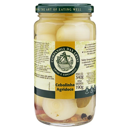 CEBOLINHA EM CONSERVA AGRIDOCE COMPANHIA DAS ERVAS VIDRO 190G