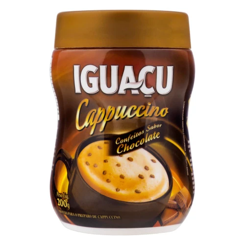 CAPPUCCINO SOLÚVEL CONFEITOS DE CHOCOLATE IGUAÇU POTE 200G