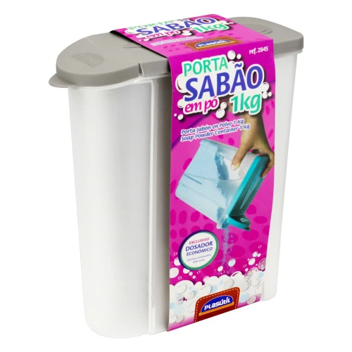 PORTA SABÃO EM PÓ COM TAMPA FENDI 1KG PLASÁTIL