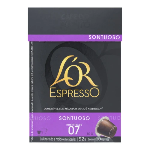 CAFÉ EM CÁPSULA TORRADO E MOÍDO ESPRESSO SONTUOSO L OR CAIXA 52G 10 UNIDADES