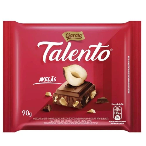 TALENTO TAB LEITE AVELAS 8 12X90G XW
