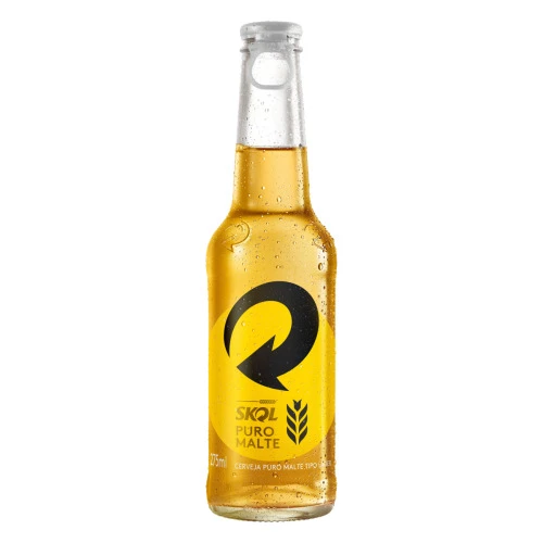 CERVEJA AMERICAN LAGER PREMIUM PURO MALTE SKOL GARRAFA 275ML