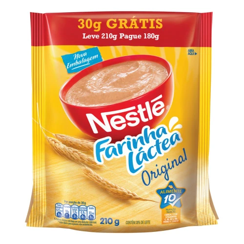 FARINHA LÁCTEA ORIGINAL NESTLÉ PACOTE LEVE 210G PAGUE 180G