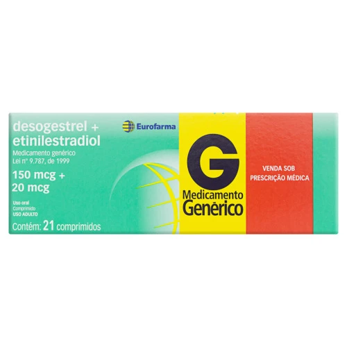 DESOGESTREL 150MCG ETINILESTRADIOL 20MCG EUROFARMA CAIXA 21 COMPRIMIDOS