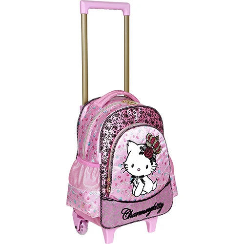 MOCHILA DE CARRINHO GRANDE PACIFIC CHARMMY KITTY PIRATE ROSA CLARO DOURADO