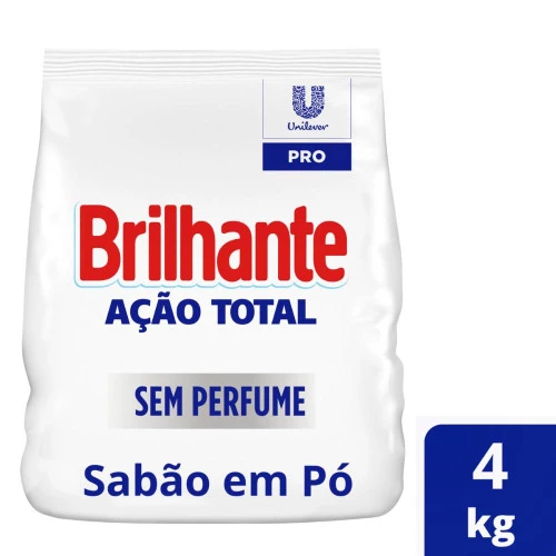 LAVA ROUPAS EM PÓ BRILHANTE SEM PERFUME 4KG