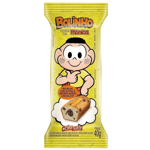 BOLINHO RECHEADO COM GOTAS DE CHOCOLATE TURMA DA MÔNICA 40G