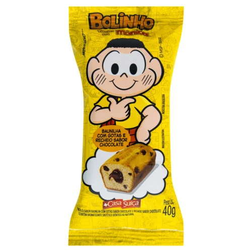 BOLINHO BAUNILHA RECHEIO CHOCOLATE CASA SUÍÇA PACOTE 40G