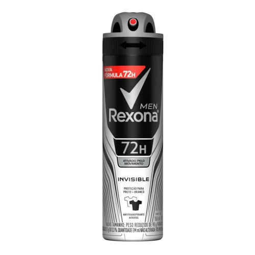 DESODORANTE ANTITRANSPIRANTE AEROSOL MASCULINO REXONA INVISIBLE 72 HORAS 150ML