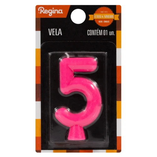 VELA DE ANIVERSÁRIO FÁCSIA Nº 5 REGINA SOLID COLORS CARTELA