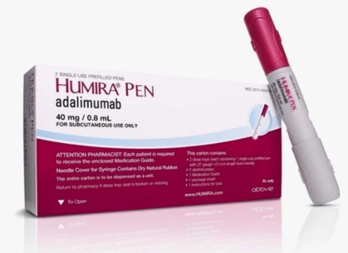 HUMIRA 40MG 0 8ML CAIXA COM 2 FRASCOS AMPOLA COM 0 8ML DE SOLUÇÃO DE USO SUBCUTANEO 1 SERINGA 1 AGULHA 1 ADAPTADOR 2 LENCOS UMEDECI