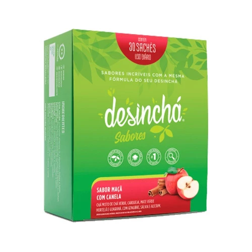 CHÁ MAÇÃ COM CANELA DESINCHÁ SABORES CAIXA 45G 30 UNIDADES