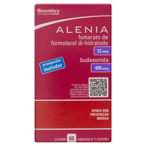 ALENIA FUMARATO DE FORMOTEROL DI HIDRATADO 12MCG BUDESONIDA 400MCG ACHÊCAIXA 60 CÁPSULAS INALADOR