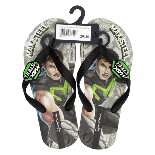 SANDÁLIA INFANTIL CINZA E PRETA MAX STEEL IPANEMA Nº 29 30