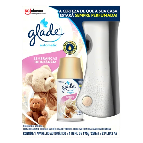 APARELHO E ODORIZADOR DE AMBIENTE LEMBRANÇAS DE INFÂNCIA GLADE AUTOMATIC CAIXA 269ML