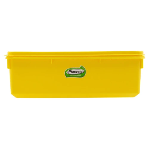 CAIXA COM TAMPA AMARELA RETANGULAR 3 5L PLASVALE