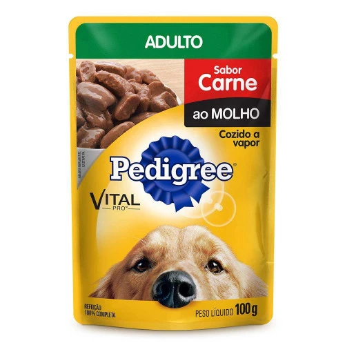 ALIMENTO PARA CÃES ADULTOS CARNE AO MOLHO PEDIGREE SACHÊ 100G