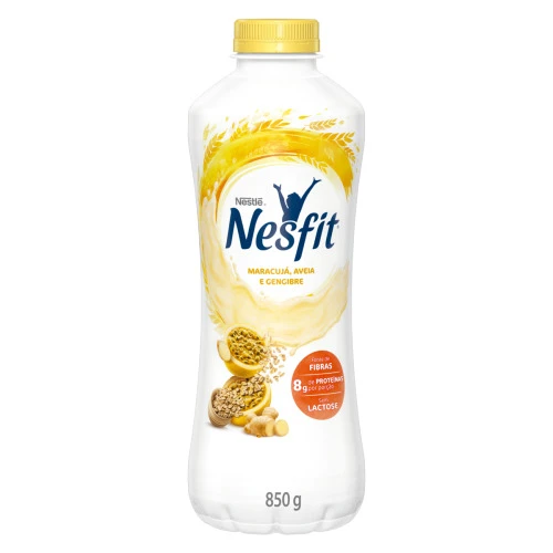 IOGURTE DESNATADO MARACUJÁ AVEIA E GENGIBRE ZERO LACTOSE NESTLÉ NESFIT GARRAFA 850G