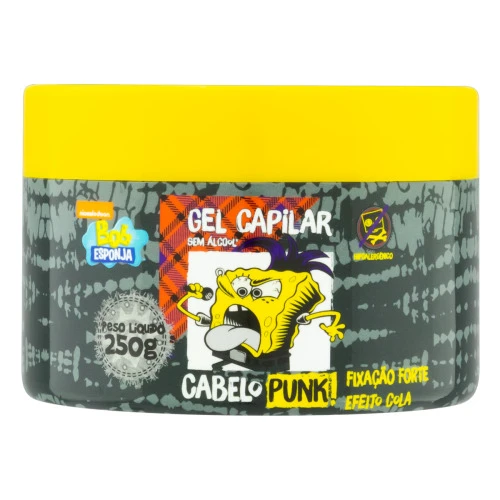 GEL FIXADOR INFANTIL FORTE BOB ESPONJA GRANDES MARCAS CABELO PUNK POTE 250G