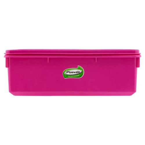 CAIXA COM TAMPA ROSA RETANGULAR 3 5L PLASVALE