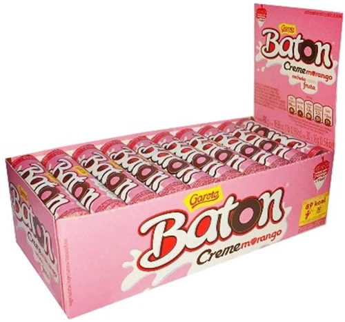 CHOCOLATE BATON CREME DE MORANGO 16GR COM 30UN GAROTO