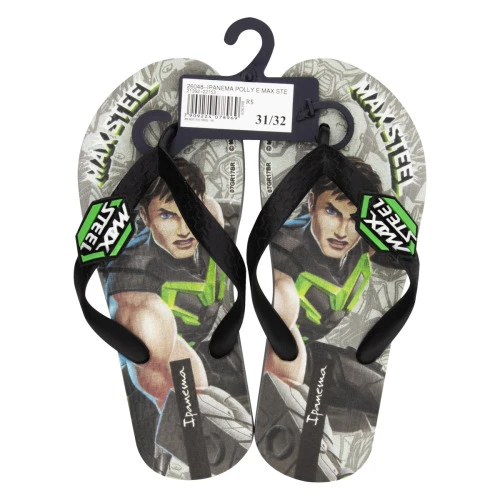SANDÁLIA INFANTIL CINZA E PRETA MAX STEEL IPANEMA Nº 31 32